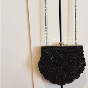 Vintage 70s Black Beaded Purse